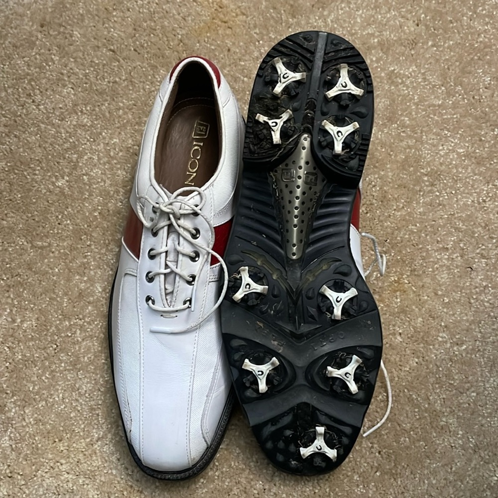 FootJoy FJ Icon Golf Shoes 52243 Red White Leather 9.5 D